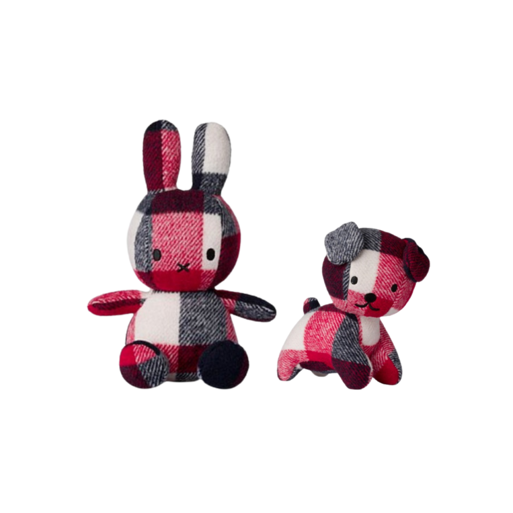 BON TON TOYS - 正品 「Miffy / Snuffy」 紅藍格紋公仔｜米菲兔填充玩偶
