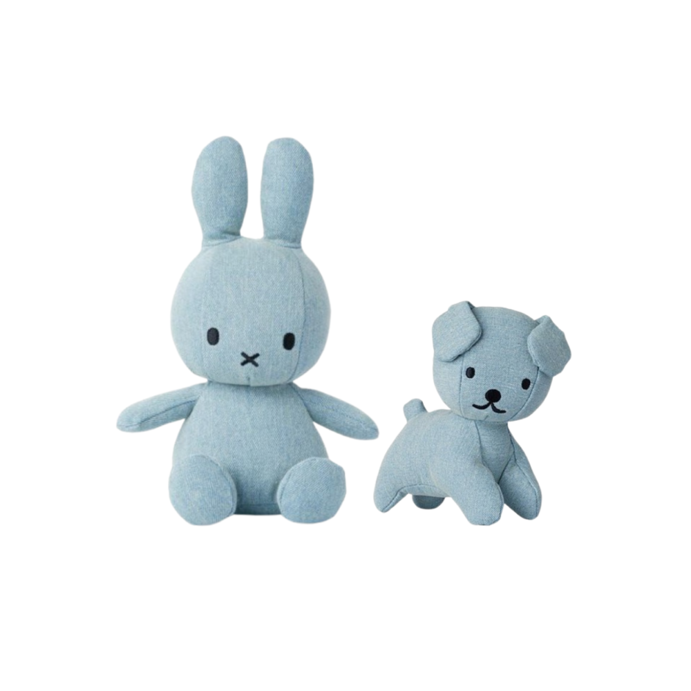 BON TON TOYS -正品 「Miffy / Snuffy」坐姿淺色水洗牛仔布公仔